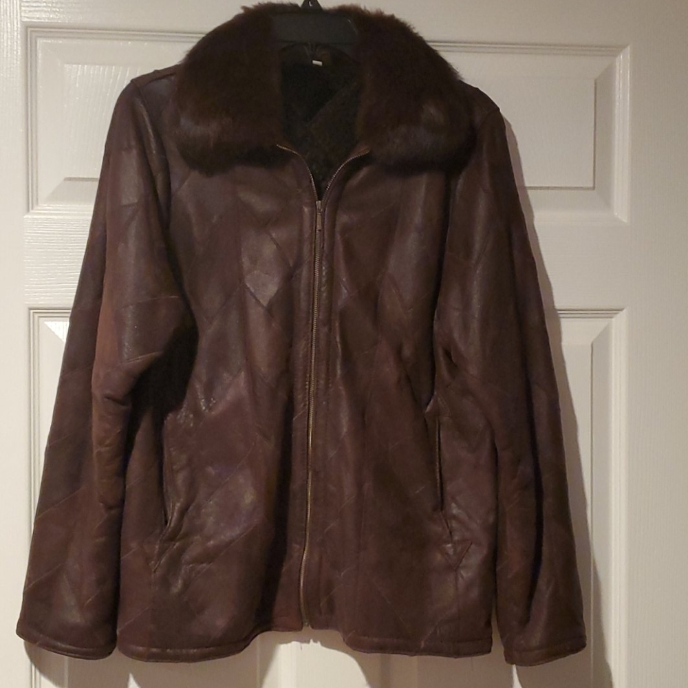 Genuine Lightweight Patchwork Leather W/ Fur Vintage Jacket